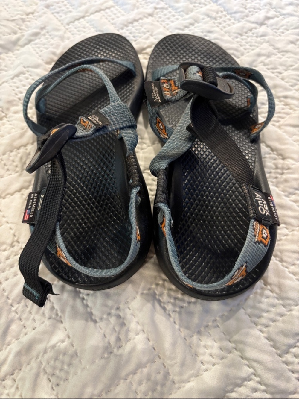 Chaco Sport Sandals in Slate Blue with Orange Smokey bear Accents - Picture 2 of 3